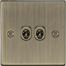 Knightsbridge MLA CSTOG2AB 10AX 2G 2 Way Toggle Switch - Square Edge Antique Brass - Knightsbridge MLA - Falcon Electrical