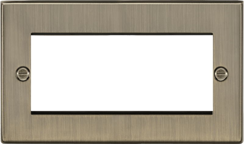 Knightsbridge MLA CS4GAB 4G Modular Faceplate - Square Edge Antique Brass - Knightsbridge MLA - Falcon Electrical