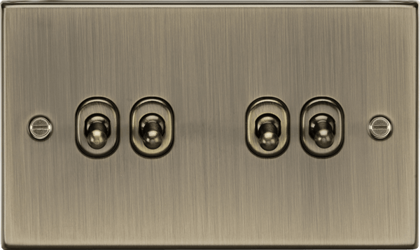 Knightsbridge MLA CSTOG4AB 10AX 4G 2 Way Toggle Switch - Square Edge Antique Brass - Knightsbridge MLA - Falcon Electrical