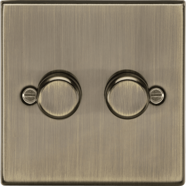 Knightsbridge MLA CS2192AB 2G 2 - way Intelligent Dimmer - Square Edge Antique Brass (Replaces CS2182AB) - Knightsbridge MLA - Falcon Electrical
