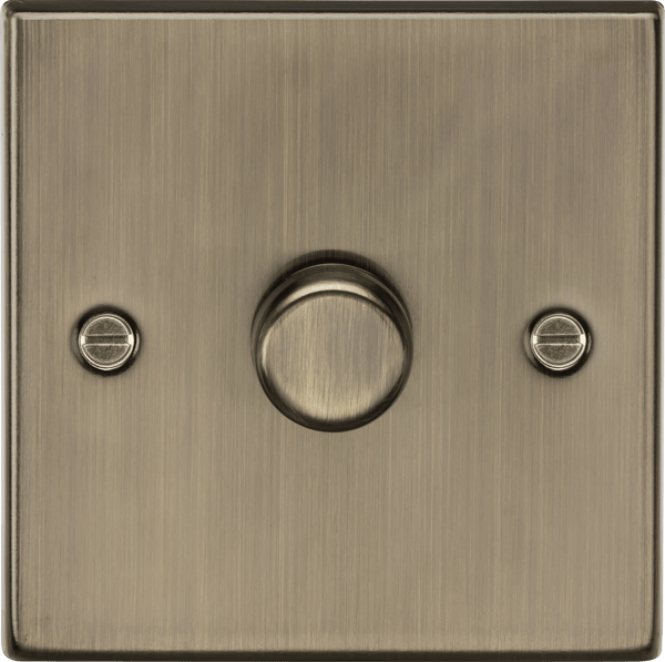 Knightsbridge MLA CS2191AB 1G 2 - way 10 - 200W (5 - 150W LED) Intelligent Dimmer - Square Edge Antique Brass (Was CS2181AB) - Knightsbridge MLA - Falcon Electrical
