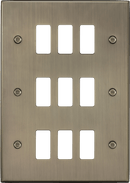 Knightsbridge MLA GDCS9AB 9G grid faceplate - antique brass - Knightsbridge MLA - Falcon Electrical