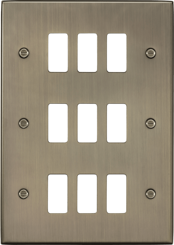 Knightsbridge MLA GDCS9AB 9G grid faceplate - antique brass - Knightsbridge MLA - Falcon Electrical