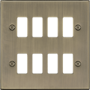 Knightsbridge MLA GDCS8AB 8G grid faceplate - antique brass - Knightsbridge MLA - Falcon Electrical