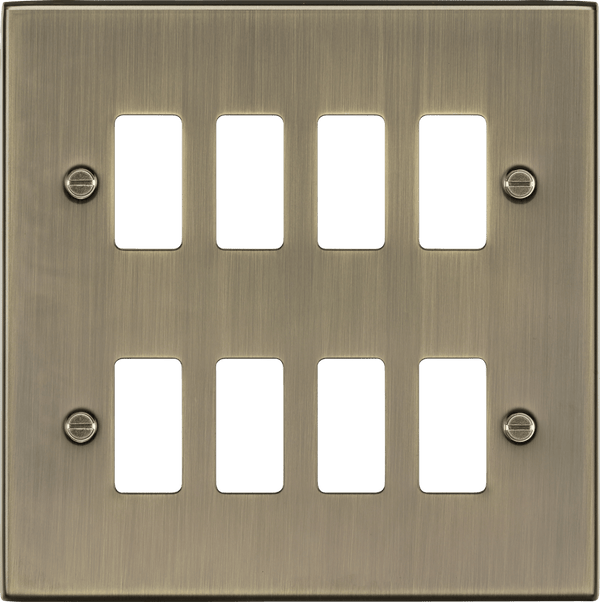 Knightsbridge MLA GDCS8AB 8G grid faceplate - antique brass - Knightsbridge MLA - Falcon Electrical