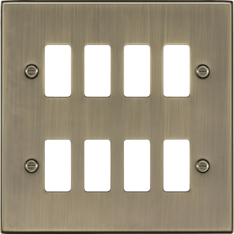 Knightsbridge MLA GDCS8AB 8G grid faceplate - antique brass - Knightsbridge MLA - Falcon Electrical