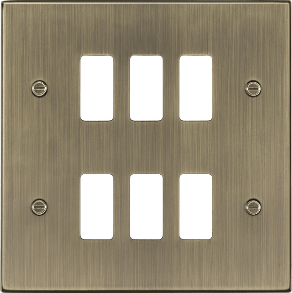 Knightsbridge MLA GDCS6AB 6G grid faceplate - antique brass - Knightsbridge MLA - Falcon Electrical