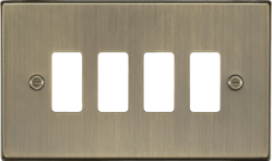 Knightsbridge MLA GDCS4AB 4G grid faceplate - antique brass - Knightsbridge MLA - Falcon Electrical
