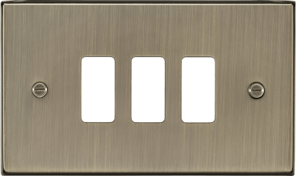 Knightsbridge MLA GDCS3AB 3G grid faceplate - antique brass - Knightsbridge MLA - Falcon Electrical