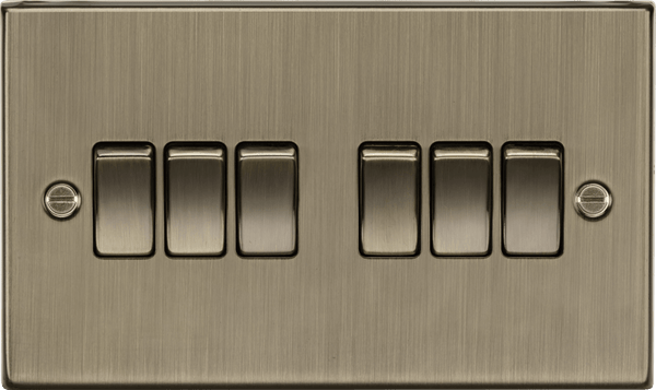 Knightsbridge MLA CS42AB 10AX 6G 2 Way Plate Switch - Square Edge Antique Brass - Knightsbridge MLA - Falcon Electrical