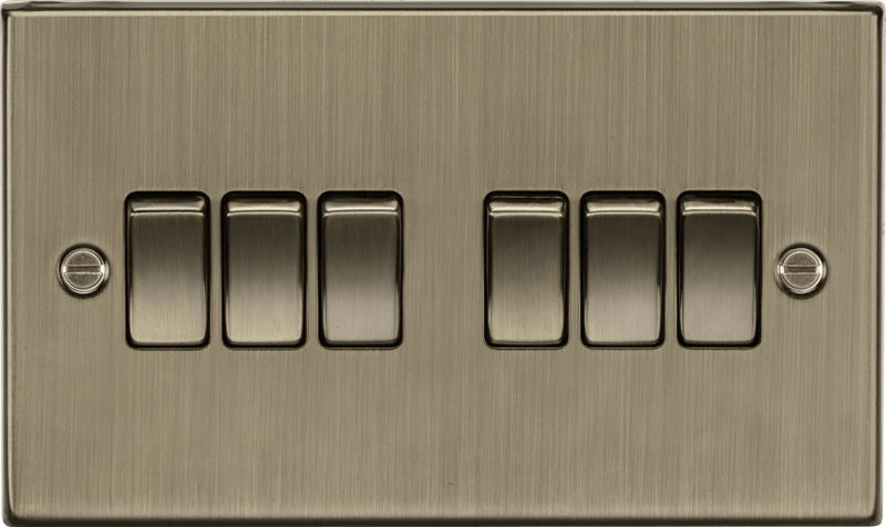 Knightsbridge MLA CS42AB 10AX 6G 2 Way Plate Switch - Square Edge Antique Brass - Knightsbridge MLA - Falcon Electrical