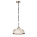 Searchlight 1682SS Bistro II Pendant  - Satin Silver & Holophane Style Glass