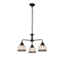 Searchlight 1683-3BK Highworth 3Lt Pendant - Black Metal & Holophane Style Glass