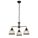 Searchlight 1683-3BK Highworth 3Lt Pendant - Black Metal & Holophane Style Glass