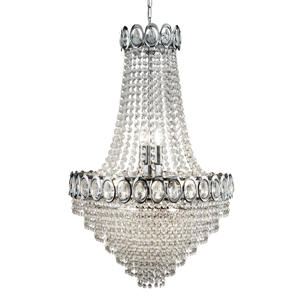 Searchlight 1711-11CC Louis Phillipe  11Lt Chandelier - Chrome Metal & Crystal