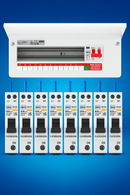 BG CF16MS13 16 - Module Consumer Unit Bundle – 13 Usable Ways, 100A Main Switch, Type 2 SPD + 8 Bi - directional RCBOs Included - BG - Falcon Electrical