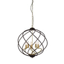 Searchlight 1805-5BK Flow 5Lt Pendant - Black Metal & Bronze