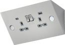 Knightsbridge MLA SKR2 Under Cabinet 13A 2G Socket with Dual USB A+C [5V DC 4.0A shared] - Stainless Steel - Knightsbridge MLA - Falcon Electrical