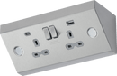Knightsbridge MLA SKR9 Under Cabinet 13A 2G Socket with Dual USB A+C [5V DC 4.0A shared] - Stainless Steel - Knightsbridge MLA - Falcon Electrical