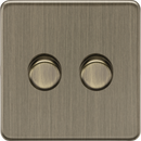 Knightsbridge MLA Screwless SF2192AB 2G 2-way 10-200W (5-150W LED) Intelligent dimmer - Antique Brass