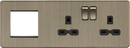Knightsbridge MLA Screwless SFR192RAB 13A 2G DP Socket + 2G Modular Combination Plate - Antique Brass