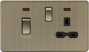 Knightsbridge MLA Screwless SFR83MNAB 45A DP switch and 13A switched socket with neons - Antique Brass