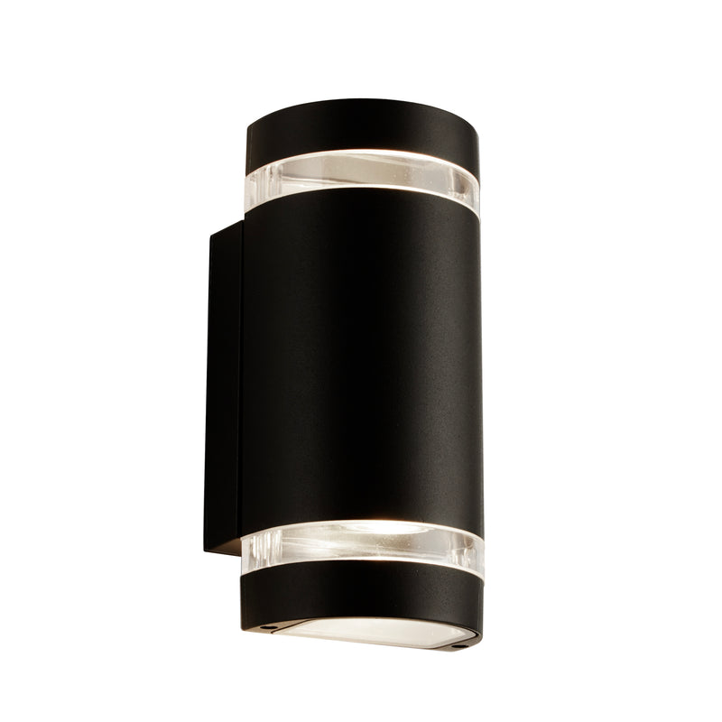 Searchlight 2002-2BK-LED Sheffield Outdoor 2Lt Wall Light - Black, Glass & Polycarb