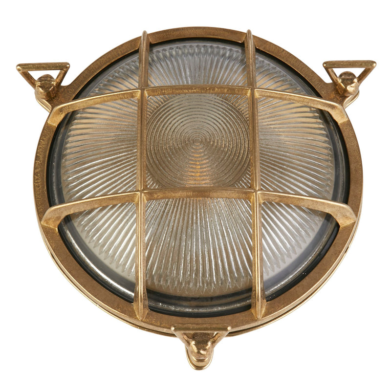 Searchlight 20361PB Bulkhead Oval Outdoor Light - Solid Brass & Ribbed