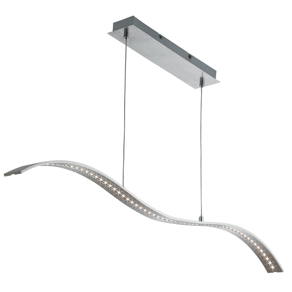 Searchlight 2076SS Wing Bar Pendant - Satin Silver Metal