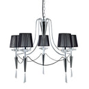 Searchlight 2085-5CC Duchess 5Lt Ceiling Pendant - Chrome/Crystal & Black Shades