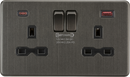 Knightsbridge MLA Screwless SFR9945SB 13A 2G DP Switched Socket with Dual USB A+C 20V DC 2.25A (Max. 45W) - Smoked Bronze w/Black Insert