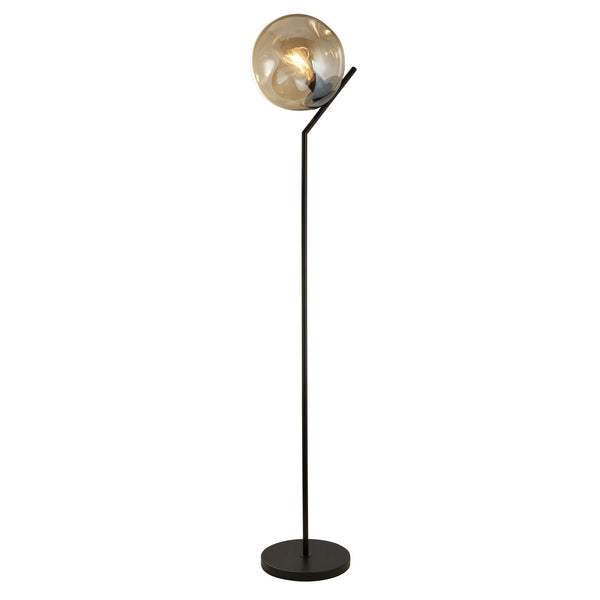 Searchlight 22122-1BK Punch Floor Lamp - Black Metal & Champagne Punched Glass