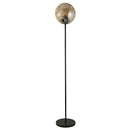 Searchlight 22122-1BK Punch Floor Lamp - Black Metal & Champagne Punched Glass