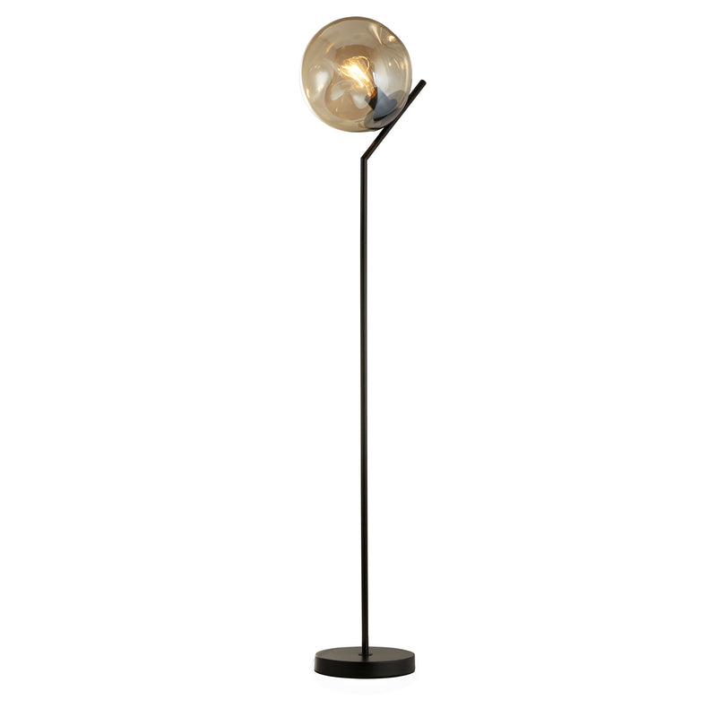 Searchlight 22122-1BK Punch Floor Lamp - Black Metal & Champagne Punched Glass