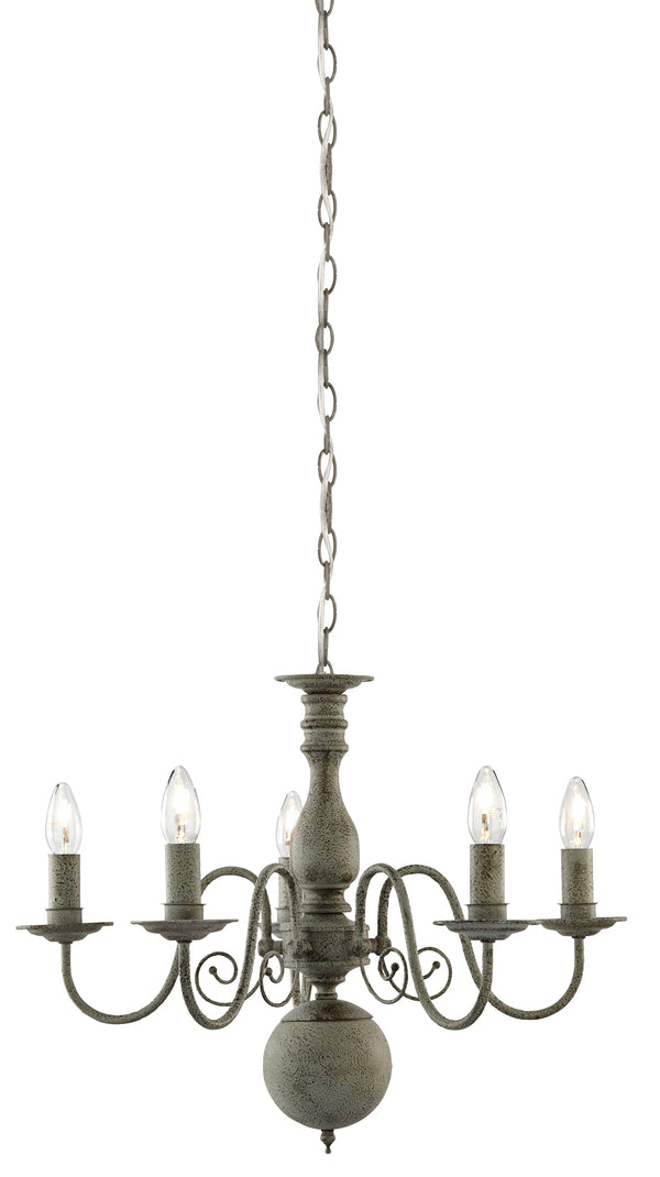 Searchlight 2265-5GY Greythorne 5Lt Pendant - Textured Grey Metal