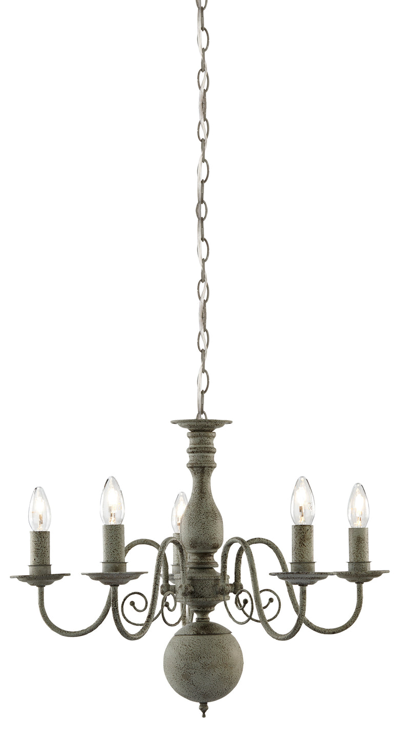 Searchlight 2265-5GY Greythorne 5Lt Pendant - Textured Grey Metal