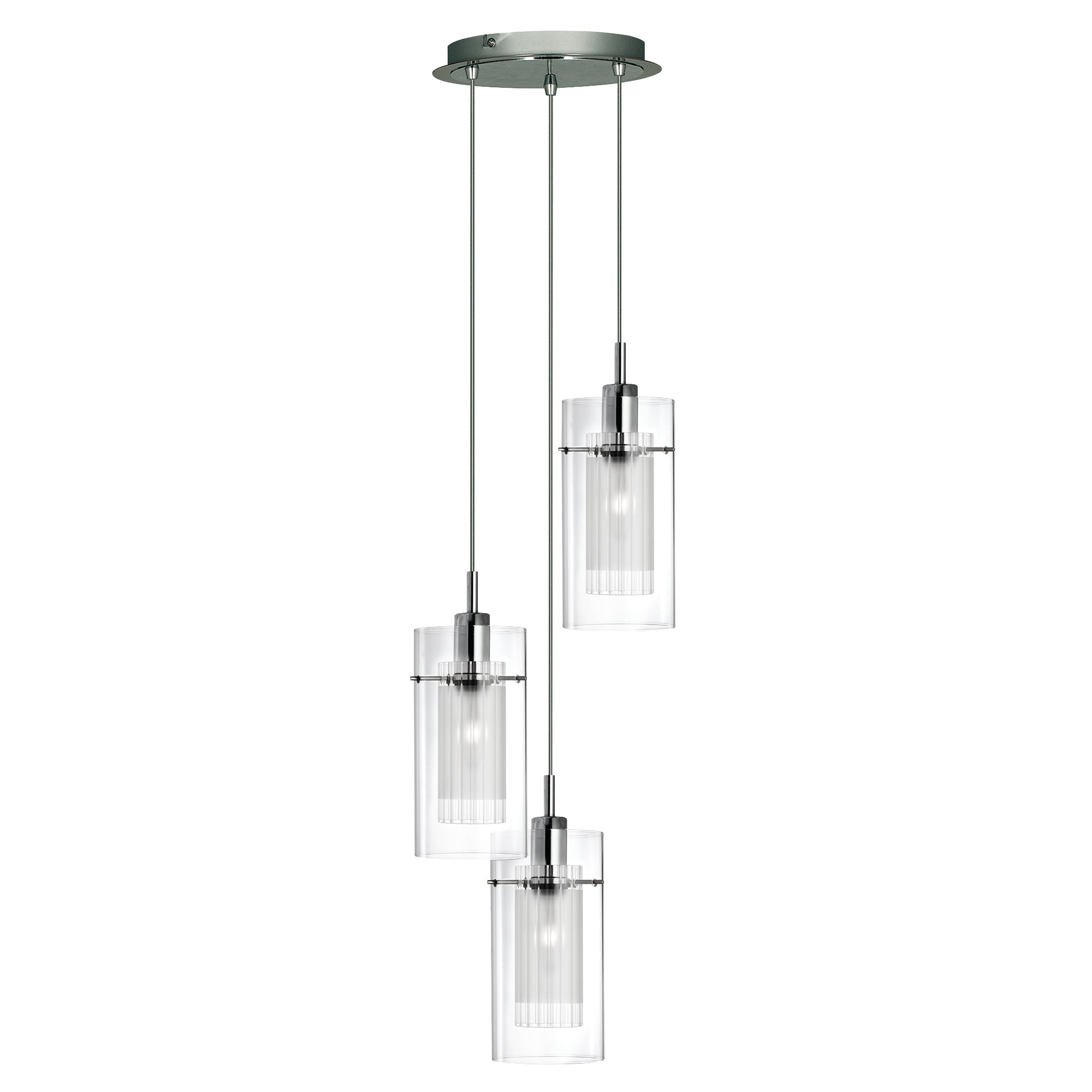 Searchlight 2300-3 Duo I 3Lt Multi-Drop Pendant - Chrome Metal & Double ...