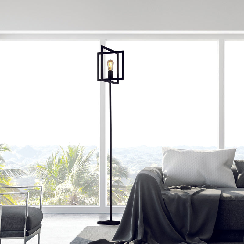 Searchlight 23202-1BK Plaza Floor Lamp - Matt Black Metal