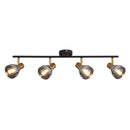 Searchlight 23801-4SM Westminster 4Lt Spot-Black, Satin Brass Metal & Smoked Glass
