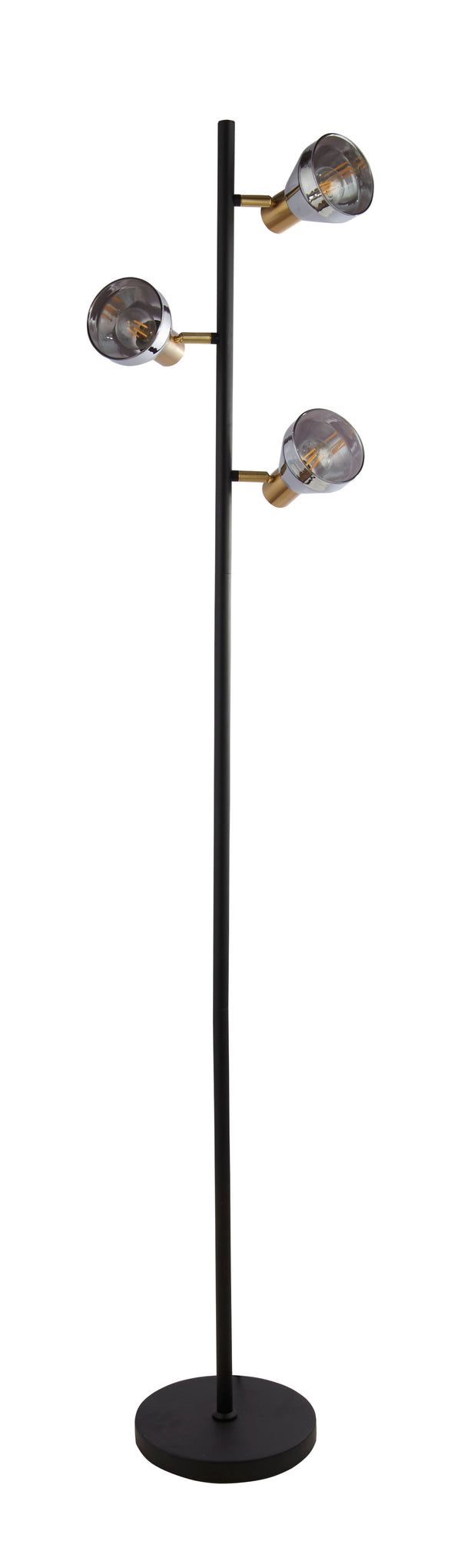 Searchlight 23803-3SM Westminster 3Lt Floor Lamp-Black,Satin Brass Metal & Smoked - Searchlight - Falcon Electrical UK