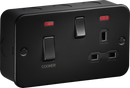 Knightsbridge MLA MR8333NTB Metalclad 45A DP Switch and 13A DP Switched Socket with Neons - Textured Sand Black Finish