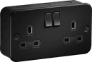 Knightsbridge MLA MR9000TB Metalclad 13A 2G DP Switched Socket - Textured Sand Black Finish - Knightsbridge MLA - Falcon Electrical