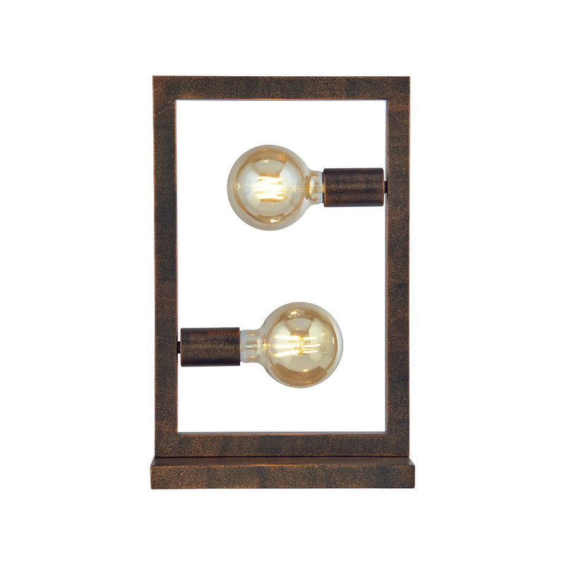 Searchlight 24101-2RU Oblong 2Lt Table Lamp - Rustic Brown Metal - Searchlight - Falcon Electrical UK