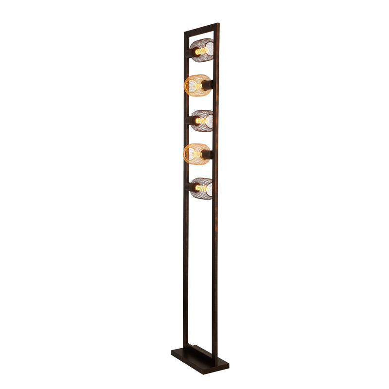 Searchlight 24101-5RU Oblong 5Lt Floor Lamp - Rustic Brown Metal