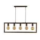 Searchlight 24102-5RU Oblong 5Lt Pendant - Rustic Brown Metal