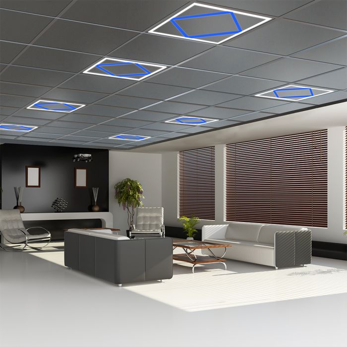 V - Tac VT - 6169 64W LED DIAMOND - IN - SQUARE PANEL LIFUD DRIVER+QC 595x595MM FLICKER FREE 6500K+BLUE - V - TAC - Falcon Electrical