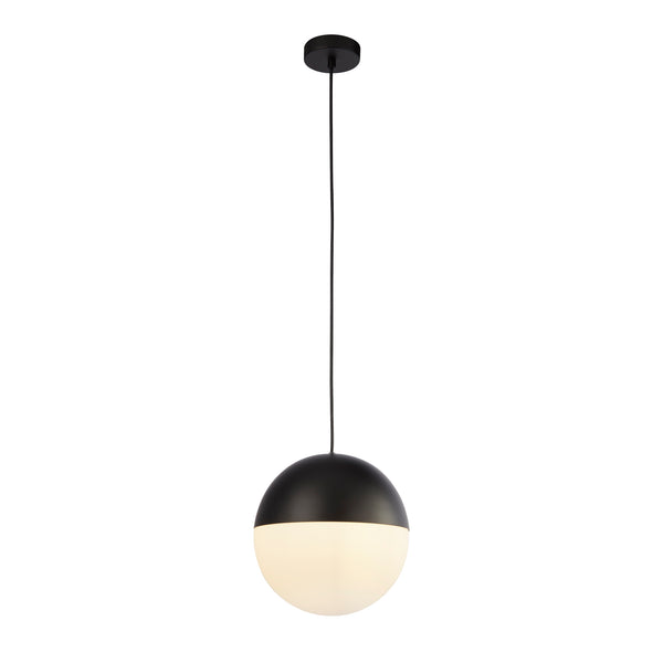 Searchlight 24181BK Endor Pendant  - Black Metal & Opal Glass