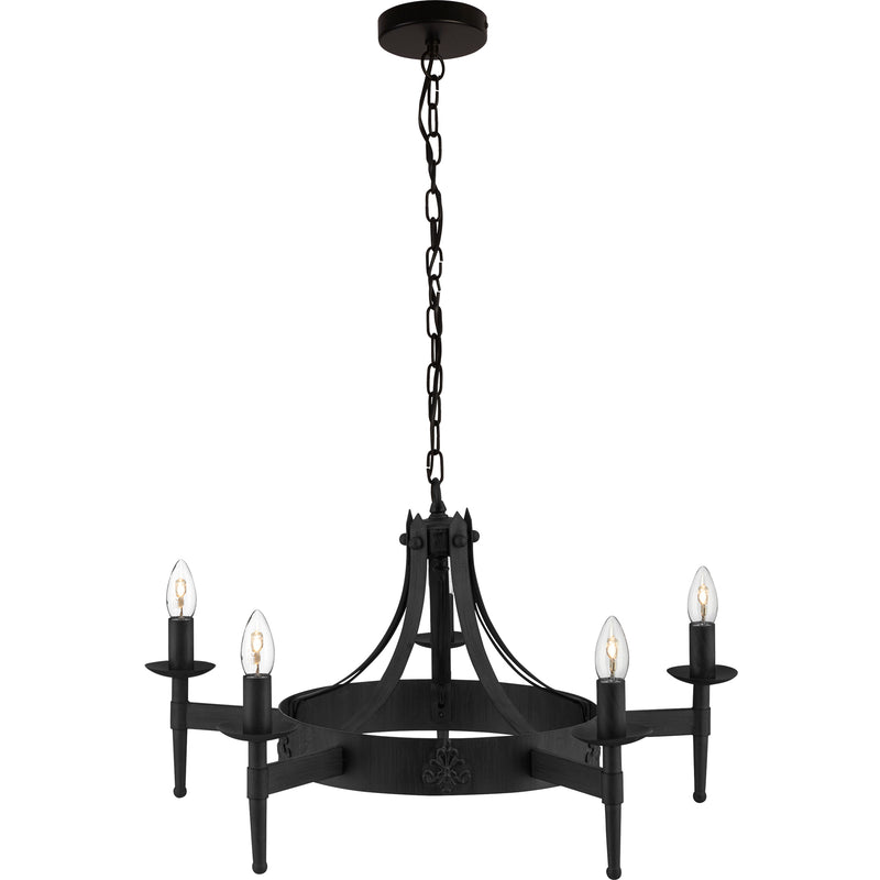 Searchlight 2425-5BK Cartwheel II  5Lt Pendant - Black Wrought Iron