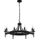Searchlight 2428-8BK Cartwheel II  8Lt Pendant - Black Wrought Iron