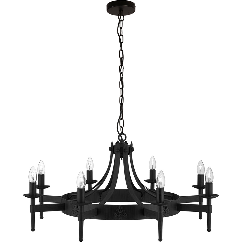Searchlight 2428-8BK Cartwheel II  8Lt Pendant - Black Wrought Iron